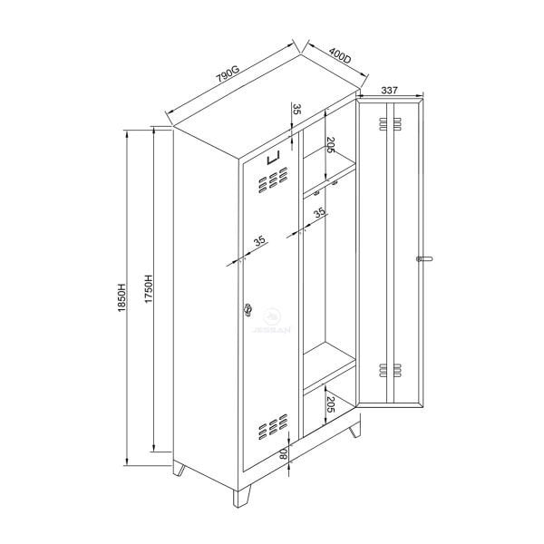 Standart Metal Soyunma Dolabı İkili İşçi Dolabı