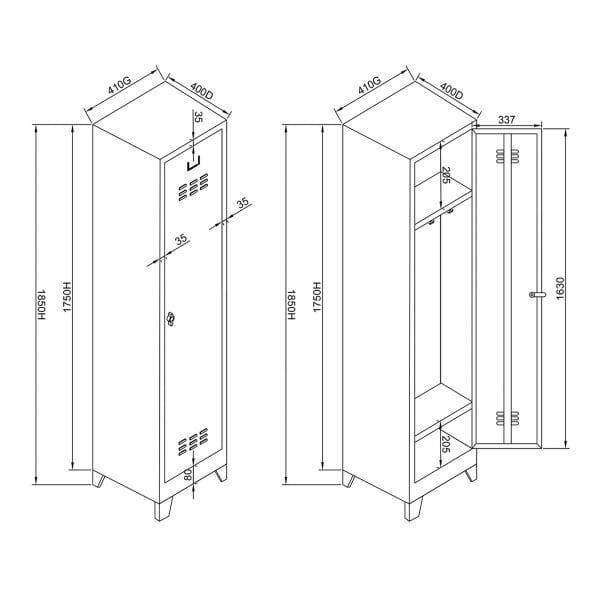 Standart Metal Soyunma Dolabı Tekli İşçi Dolabı