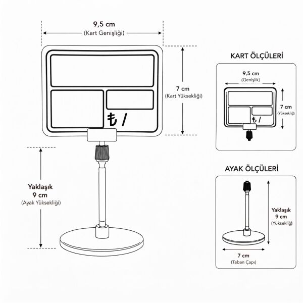 Ayaklı Fiyatlık Büyük Kare (10'lu Paket)