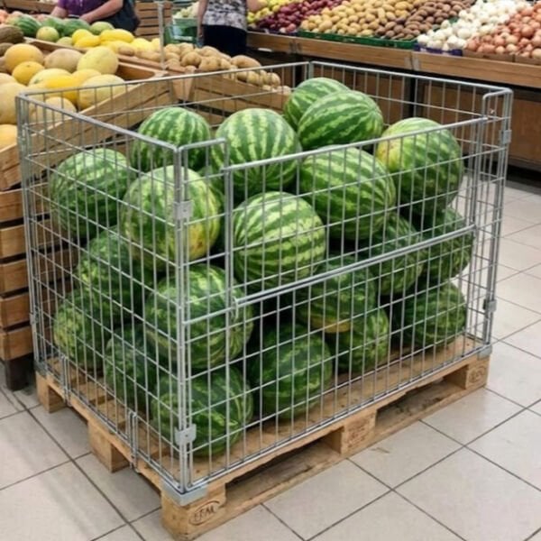 Palet Üstü Konteyner 80x120 cm - Metal Tel Kafes Teşhir Standı