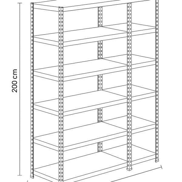 43x59xH200 Çivatalı Metal Raf Ünitesi (5 Katlı - 2 Üniteli)
