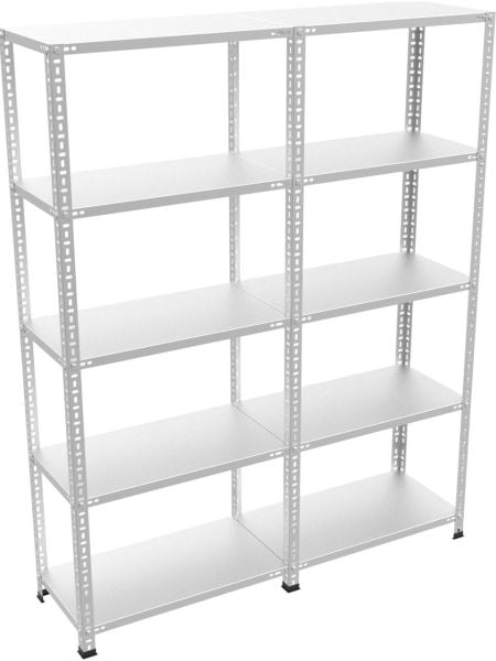 Civatalı Hafif Yük Rafı 59×59×200 cm (2 Üniteli – 10 Raflı)