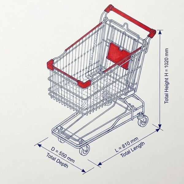 Tel Ayaklı Metal Market Arabası 120 Litre - Dayanıklı Alışveriş Arabası