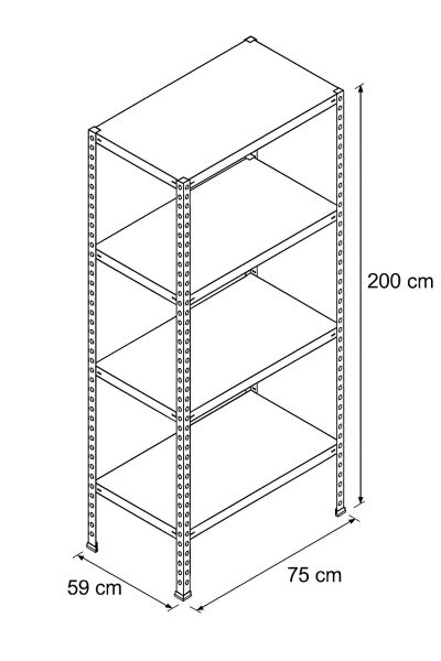 Civatalı Çelik Raf Ünitesi 59X75Xh200 4 Raflı