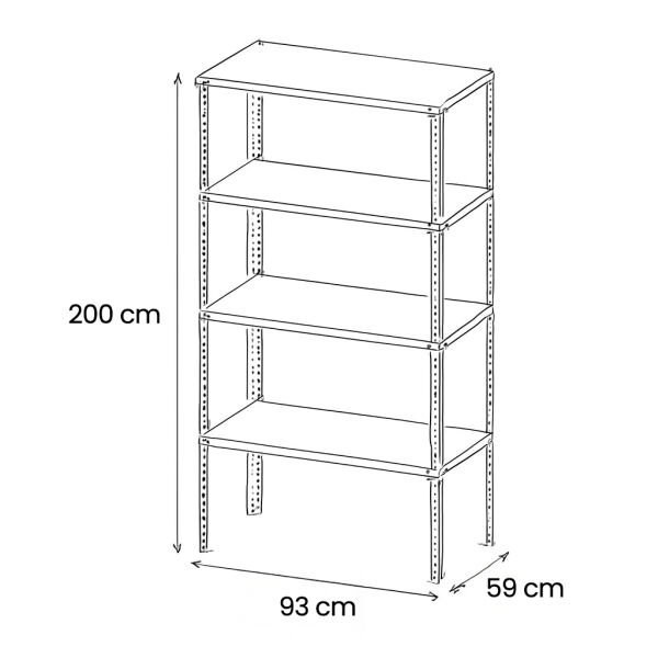 Civatalı Çelik Raf Ünitesi 59X93Xh200 4 Raflı
