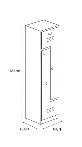 Z Tipi Metal Soyunma Dolabı İkili Personel Dolabı