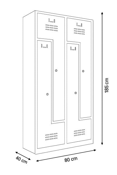 SOYUNMA DOLABI STD Z TİPİ 4'LÜ 80X40X185 CM
