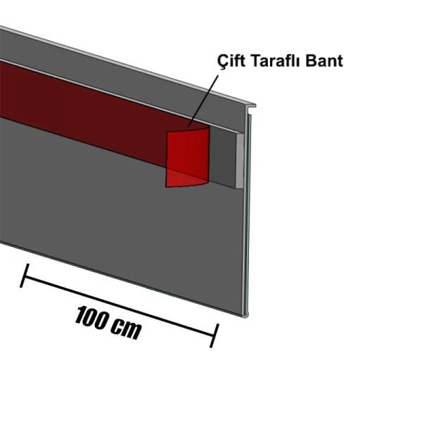 Arkası Yapışkanlı Etiket Profili ( 4 Cm X 100 Cm)(10 Lu Paket) Antrasit
