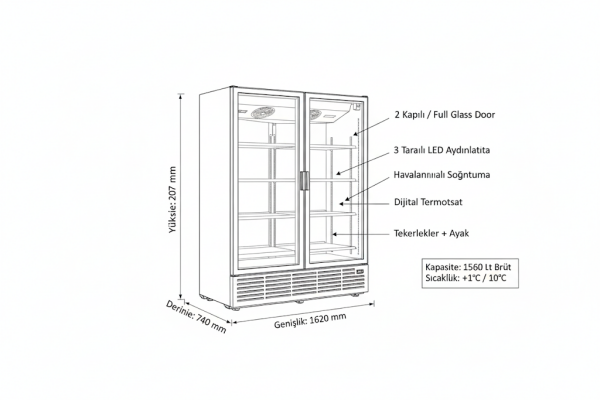 Kiwi 1620 2 D Şişe Soğutucu Kapaklı Dolap