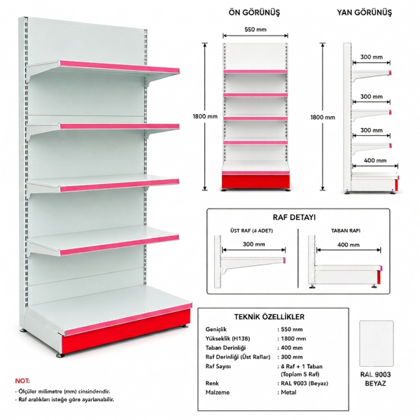 Tekli Orta Reyon 180 H 55 x 40A/4x30