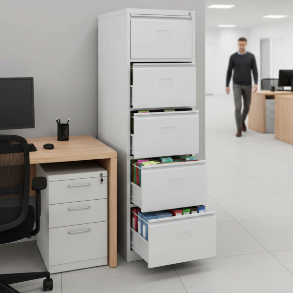 Metal Klasör Dosya Dolabı 5'li Gri Ofis Arşiv Dolabı