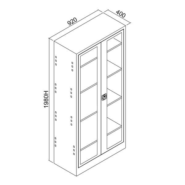 198 lik Camlı Dosya Dolabı Gri
