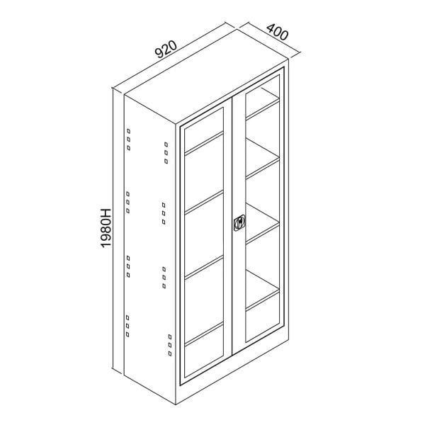 198 lik Camlı Dosya Dolabı Gri