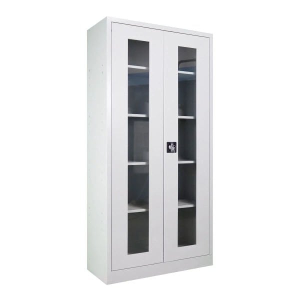 198 Glass File Cabinet Gray