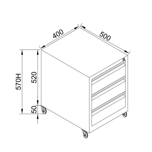 3 Çekmeceli Keson Gri