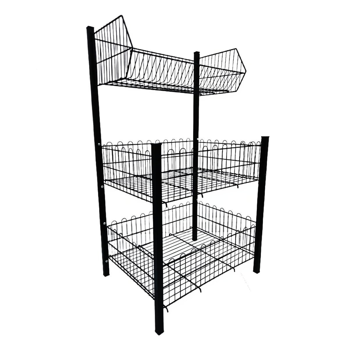 60x80 Profilli Üstten Sepetli 3 Katlı Teşhir Standı