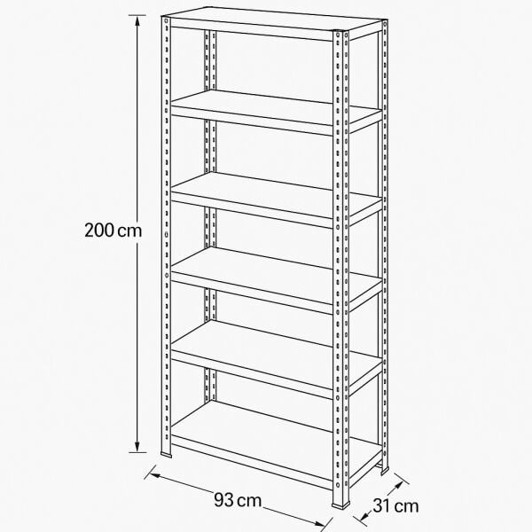Civatalı Çelik Raf Ünite 31x 93 X H200 6 Katlı