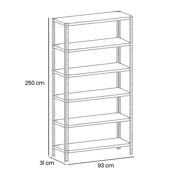 Civatalı Çelik Raf Ünite 31x93xh 250  6 Katlı