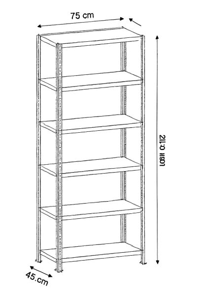Civatalı Çelik Raf Ünite 43x75xh250 6 Katlı