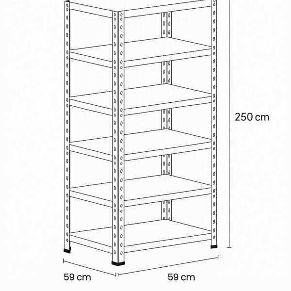 Civatalı Çelik Raf Ünite 59x59xh250 6 Katlı