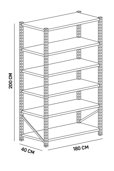 GALVANİZ RACK ÜNİTE 40X200 CM 5 KATLI
