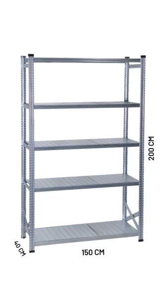 Depo Rafı Galvanizli Raf Sistemi 5 Katlı 40x200 cm