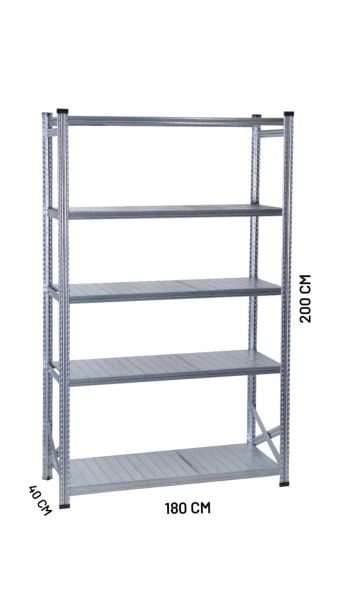 Depo Rafı Galvanizli Raf Sistemi 5 Katlı 40x200 cm