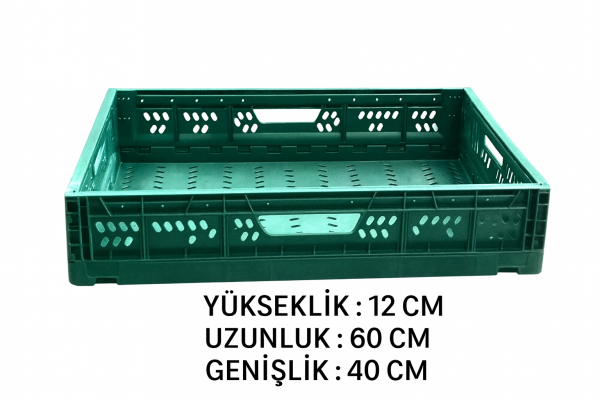 60x40x12 cm Katlanır Plastik Kasa - Delikli