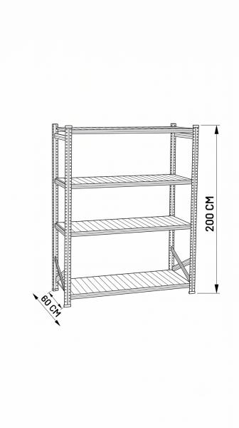4 Katlı Galvaniz Rack Ünite 60x200 cm 1500mm