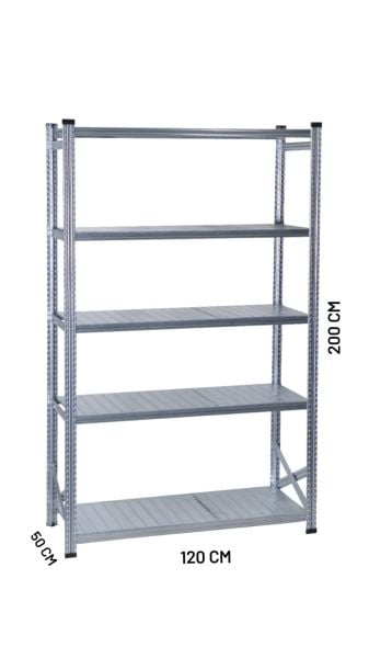 Depo Rafı Galvanizli Raf Sistemi 5 Katlı 50x200 cm 1800mm
