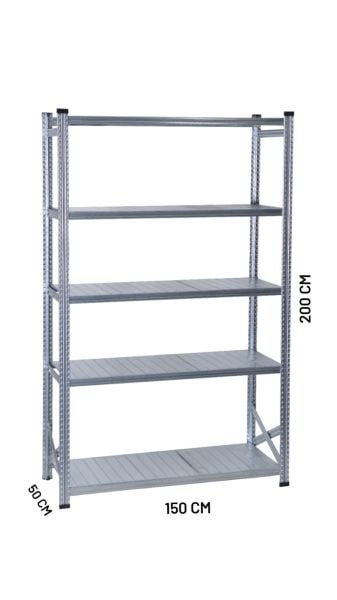 Depo Rafı Galvanizli Raf Sistemi 5 Katlı 50x200 cm 1800mm