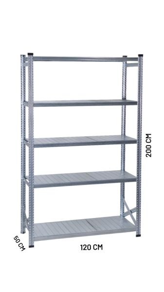 Depo Rafı Galvanizli Raf Sistemi 5 Katlı 50x200 cm 1200mm