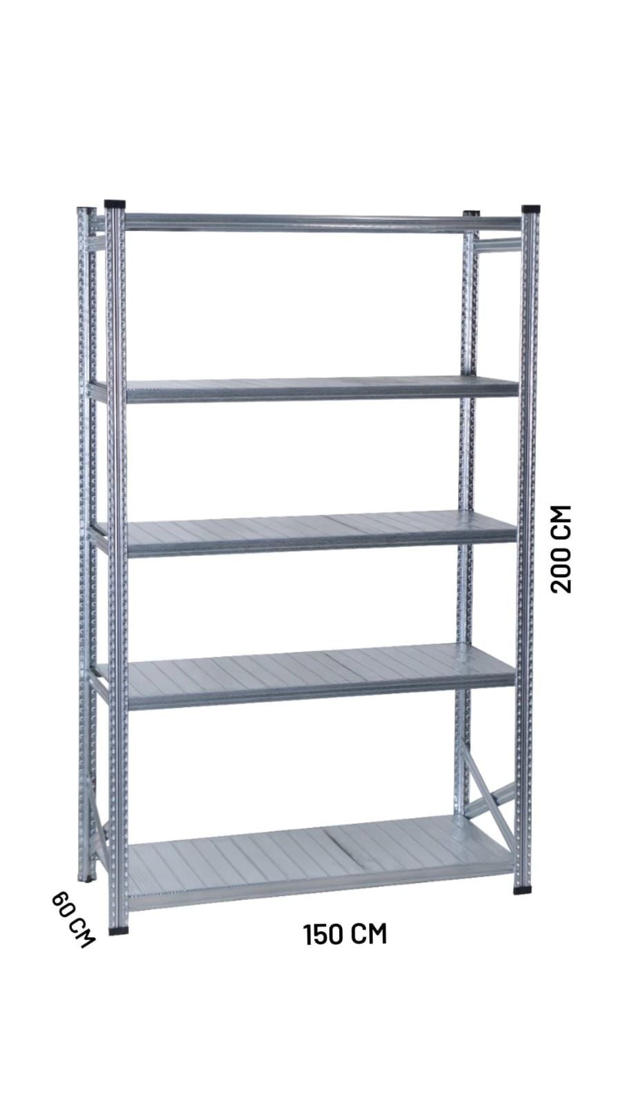 Depo Rafı Galvanizli Raf Sistemi 5 Katlı 60x200 cm 1500mm
