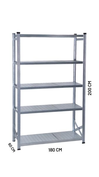 Depo Rafı Galvanizli Raf Sistemi 5 Katlı 60x200 cm 1800mm