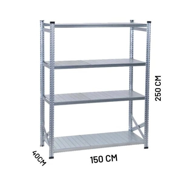 Depo Rafı Galvanizli Raf Sistemi 4 Katlı 40x250 cm 900mm