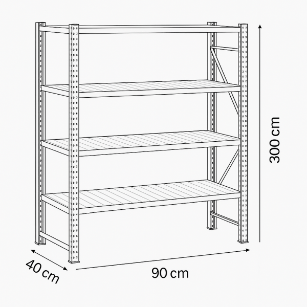GALVANİZ RACK ÜNİTE 40X300 4 KATLI