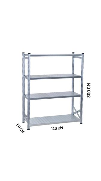 Depo Rafı Galvanizli Raf Sistemi 4 Katlı 50x300 cm