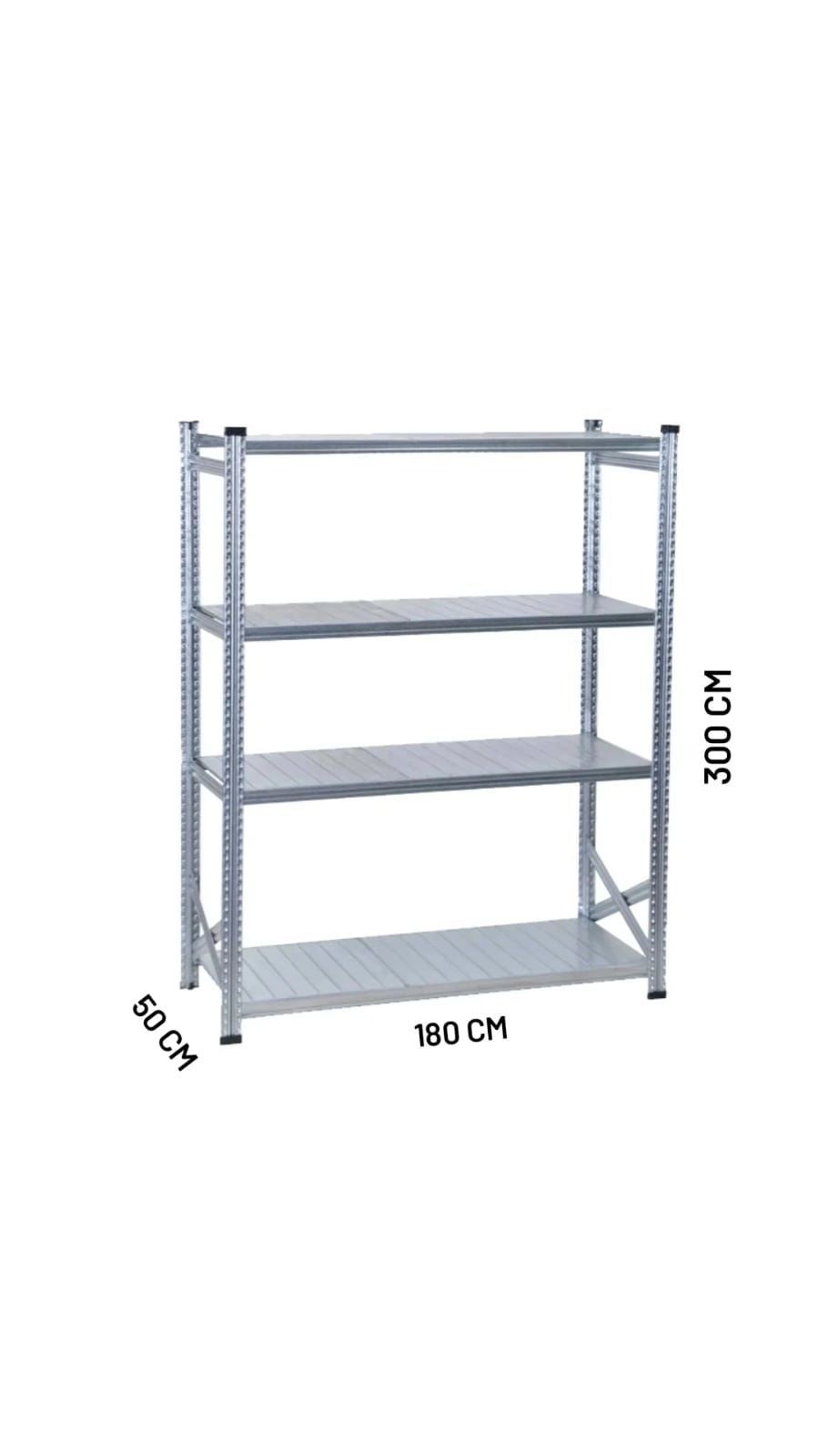 Galvaniz Rack Ünite 50x300 4 Katlı 1800mm