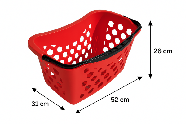 (5'li Paket) Plastik Alışveriş Sepeti Tek Saplı 25 Litre