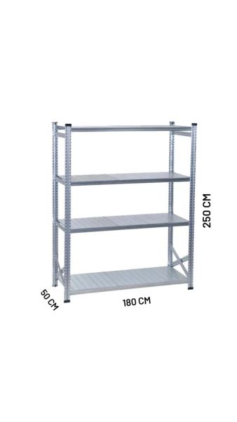 Depo Rafı Galvanizli Raf Sistemi 4 Katlı 50x250 cm 1800mm