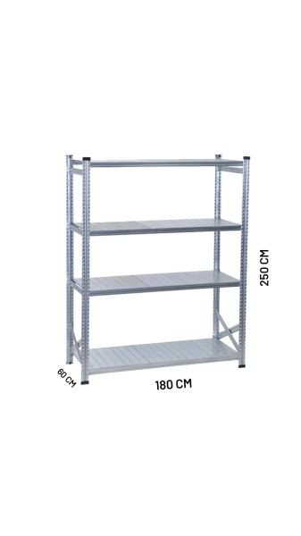 Depo Rafı Galvanizli Raf Sistemi 4 Katlı 60x250 cm 1200mm