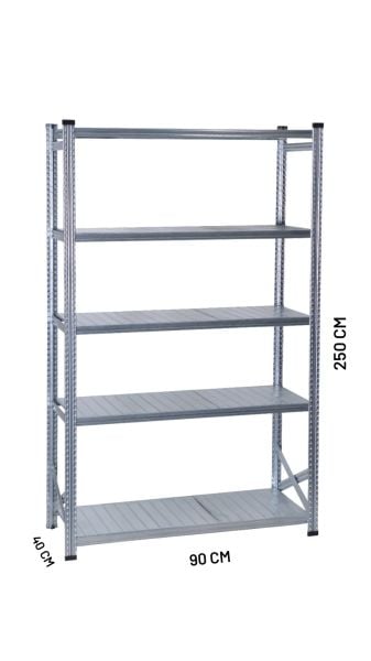 Depo Rafı Galvanizli Raf Sistemi 5 Katlı 40x250 cm