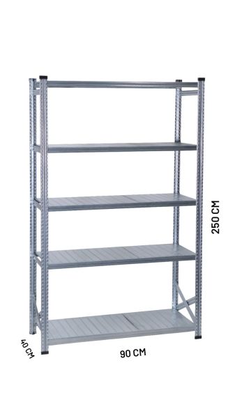 Depo Rafı Galvanizli Raf Sistemi 5 Katlı 40x250 cm 900mm