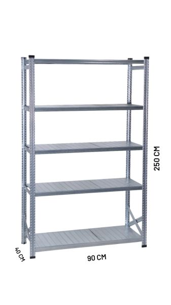Depo Rafı Galvanizli Raf Sistemi 5 Katlı 40x250 cm 900mm