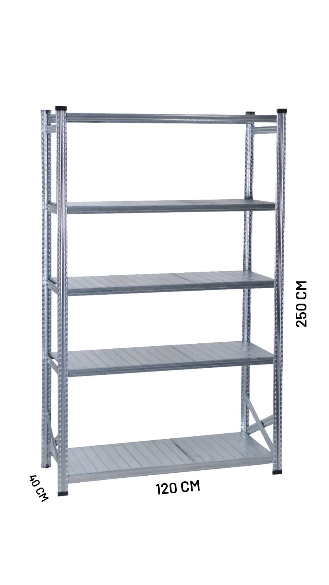Depo Rafı Galvanizli Raf Sistemi 5 Katlı 40x250 cm 1200mm
