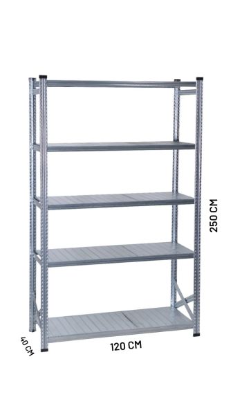 Depo Rafı Galvanizli Raf Sistemi 5 Katlı 40x250 cm 1200mm
