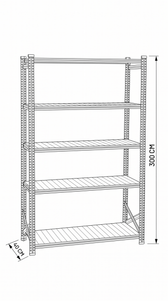 Galvaniz Rack Ünite 40x300 cm 5 Katlı 1800mm
