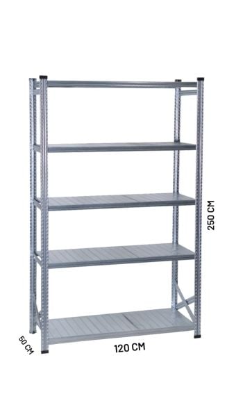 Depo Rafı Galvanizli Raf Sistemi 5 Katlı 50x250 cm