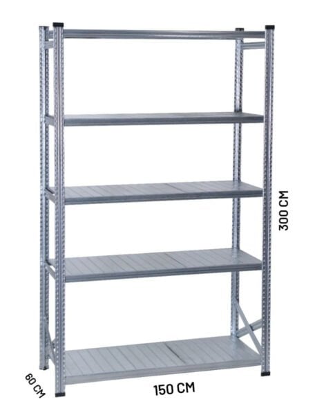60x300cm 5 Katlı Galvaniz Rack Ünite
