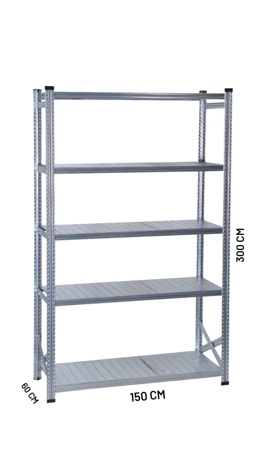 Depo Rafı Galvanizli Raf Sistemi 5 Katlı 60x300 cm 1500mm